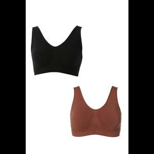 Rhonda Shear Women's 2pk Cotton Blend Ahh Bra Black/Mahogany -